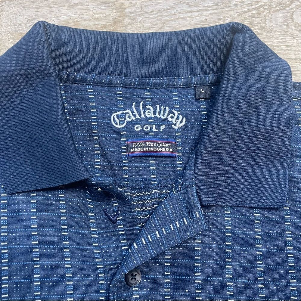 Callaway Golf Polo Shirt Mens Size Large Blue Logo embroidered 100% Fine Cotton - Picture 3 of 8